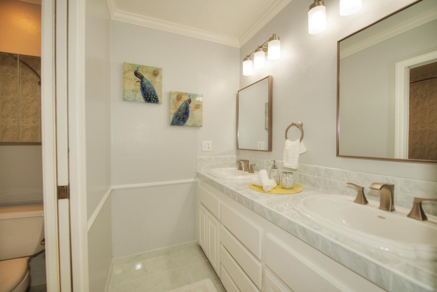 1396 Fallen Leaf Drive Milpitas, CA 95035 - Photo 23 of 43 a bathroom with a sink and mirror