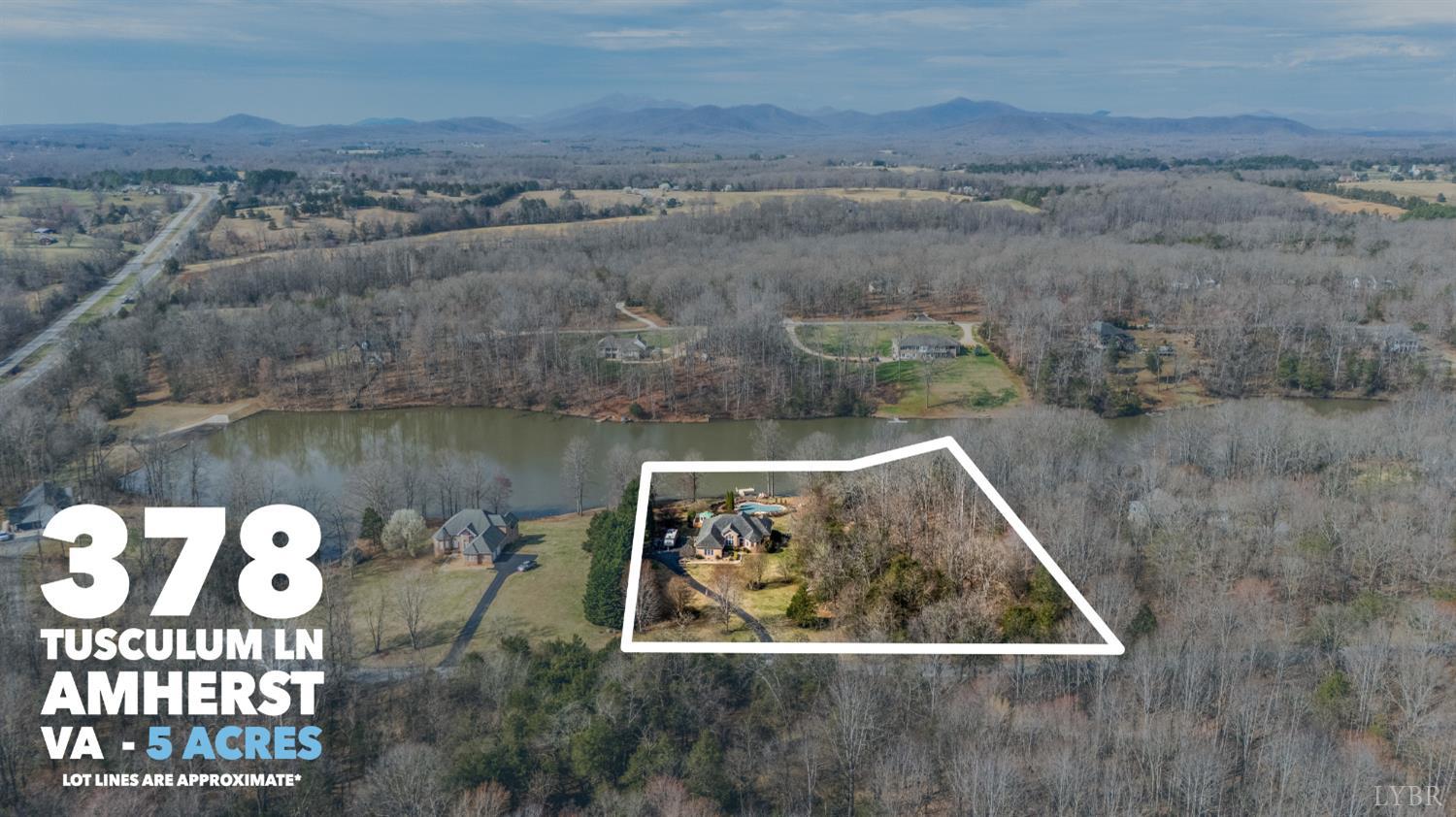 378 Tusculum Lane East Amherst, VA 24521 - Photo 96 of 99 an aerial view of a house with a lake view