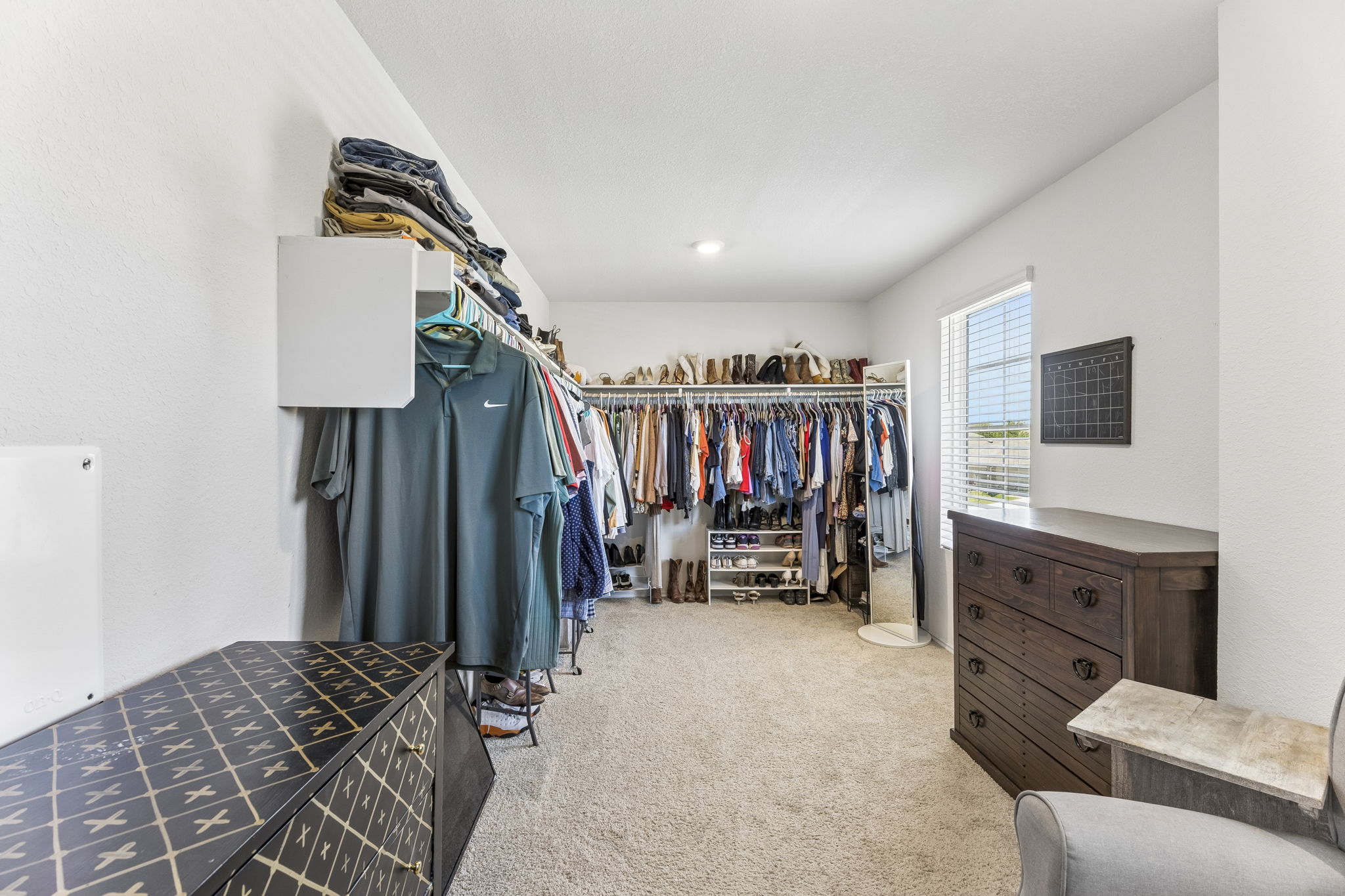 343 Sickle Loop Kyle, TX 78640 - Photo 35 of 39 An organized walk-in closet with ample storage features plush carpeting and natural light.