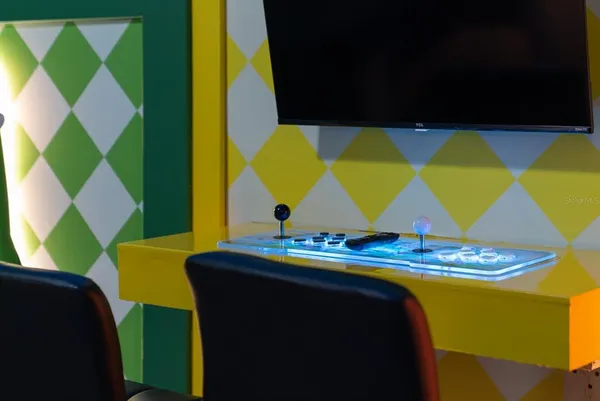 a bedroom with a bed and a view of bathroom