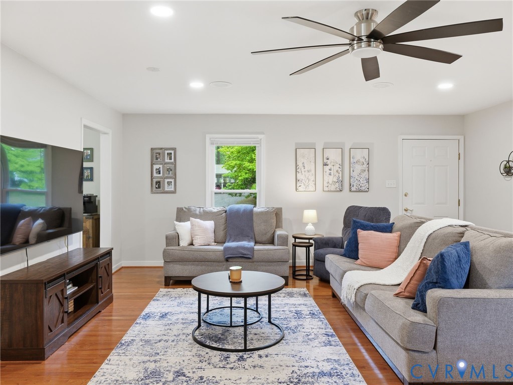 7707 Woodbrook Road Quinton, VA 23141 - Photo 15 of 42 Living area featuring wood-finish flooring, recess
