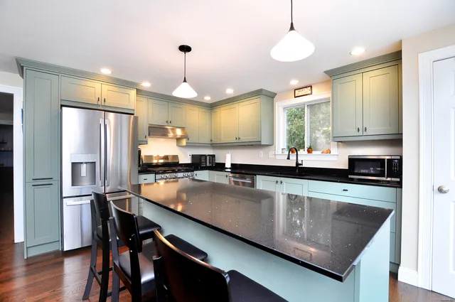 a kitchen with lots of counter top space