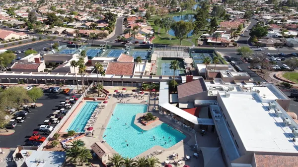 an aerial view of a city