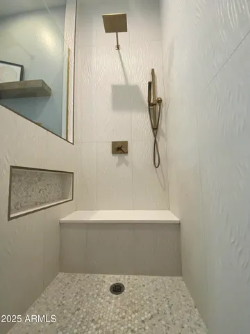 a bathroom with a bathtub