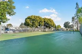 a view of a park with swings