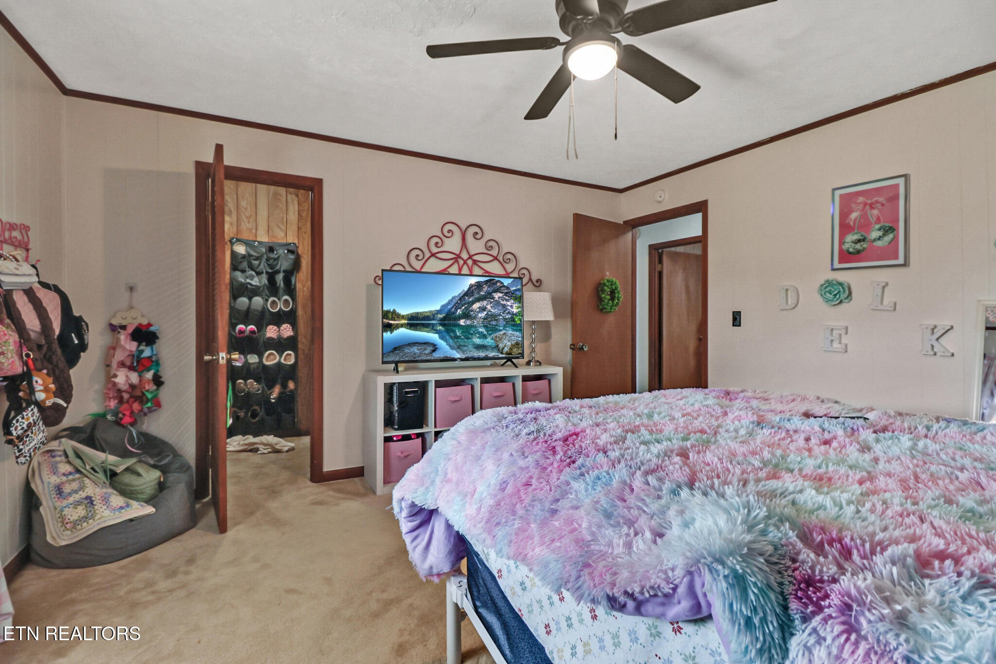 220 Old Gatewood Ford Road Jamestown, TN 38556 - Photo 43 of 57 a bedroom with a bed dresser and a flat tv screen