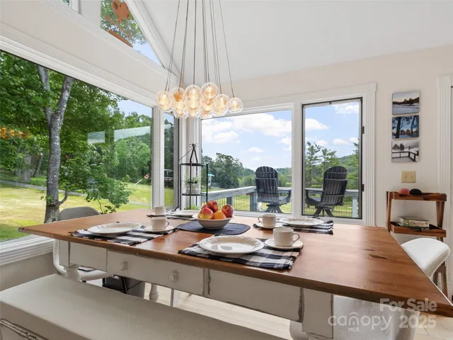 a outdoor space with furniture and a large window