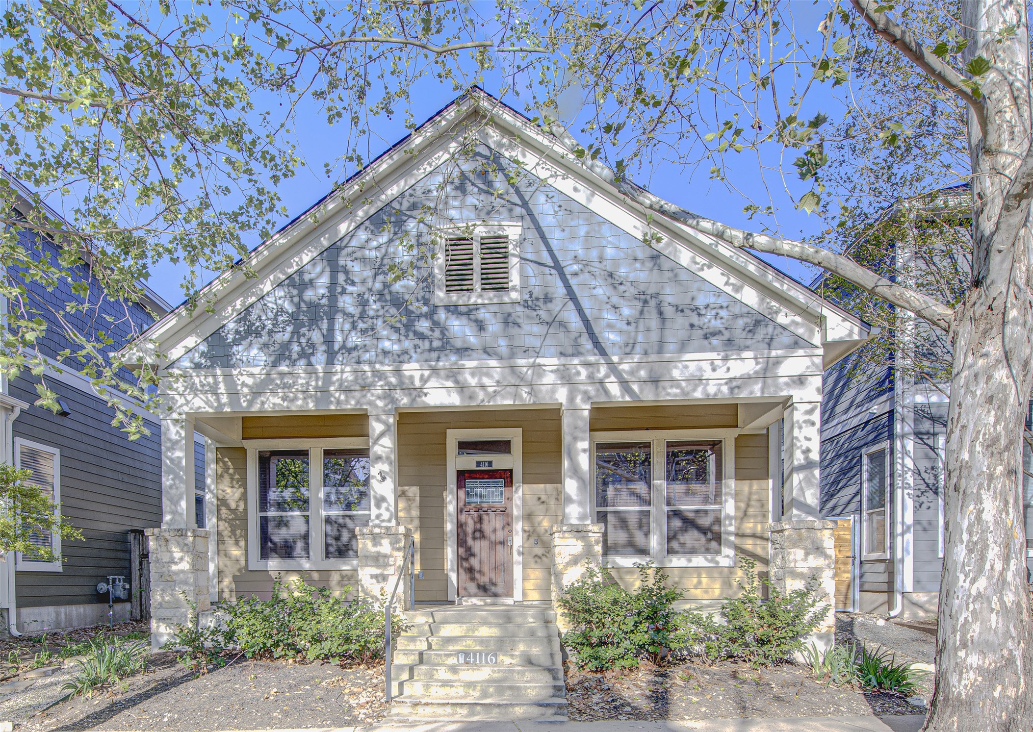 View of front facade featuring covered porch