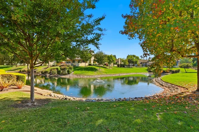 a view of a lake with houses