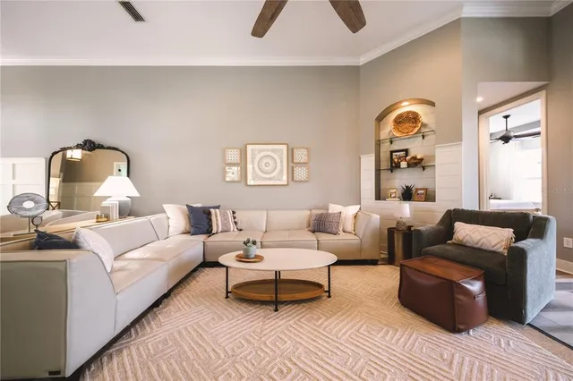 a living room with furniture