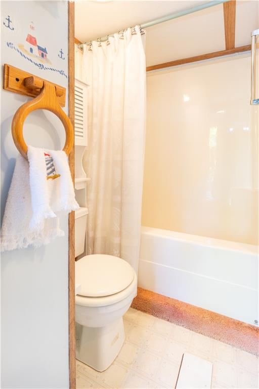 2675 Lakeview Road Confluence, PA 15424 - Photo 16 of 25 a bathroom with a toilet and a shower curtain