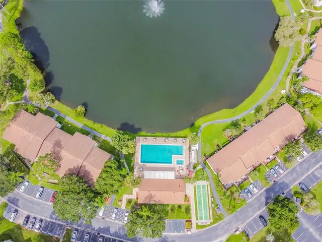 an aerial view of a house