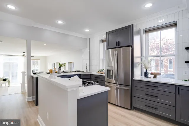 a kitchen with stainless steel appliances a stove and a sink