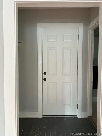 a view of wooden door
