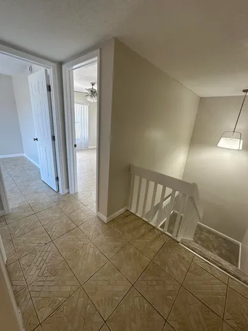 a balcony with a city view