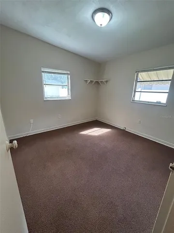 an empty room with a workbench