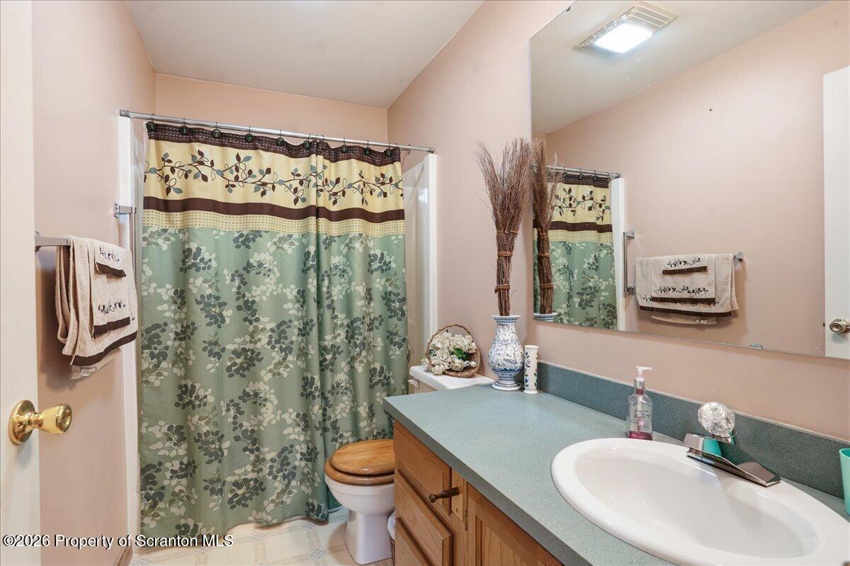 5231 Fiddle Lake Road Thompson, PA 18465 - Photo 12 of 34 a bathroom with a sink toilet and shower