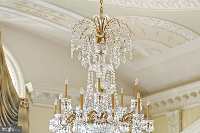 a view of a chandelier fan