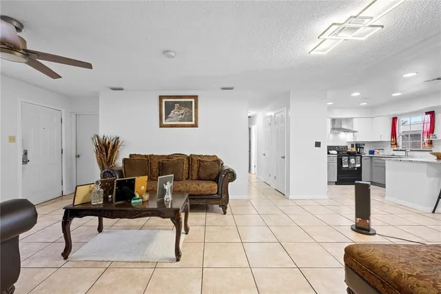 a living room with furniture