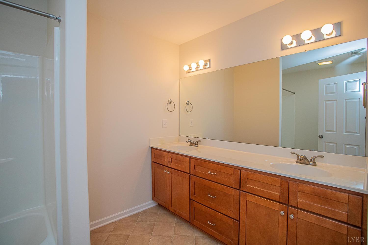 2417 River Road Madison Heights, VA 24572 - Photo 14 of 35 a bathroom with a double vanity sink and mirror