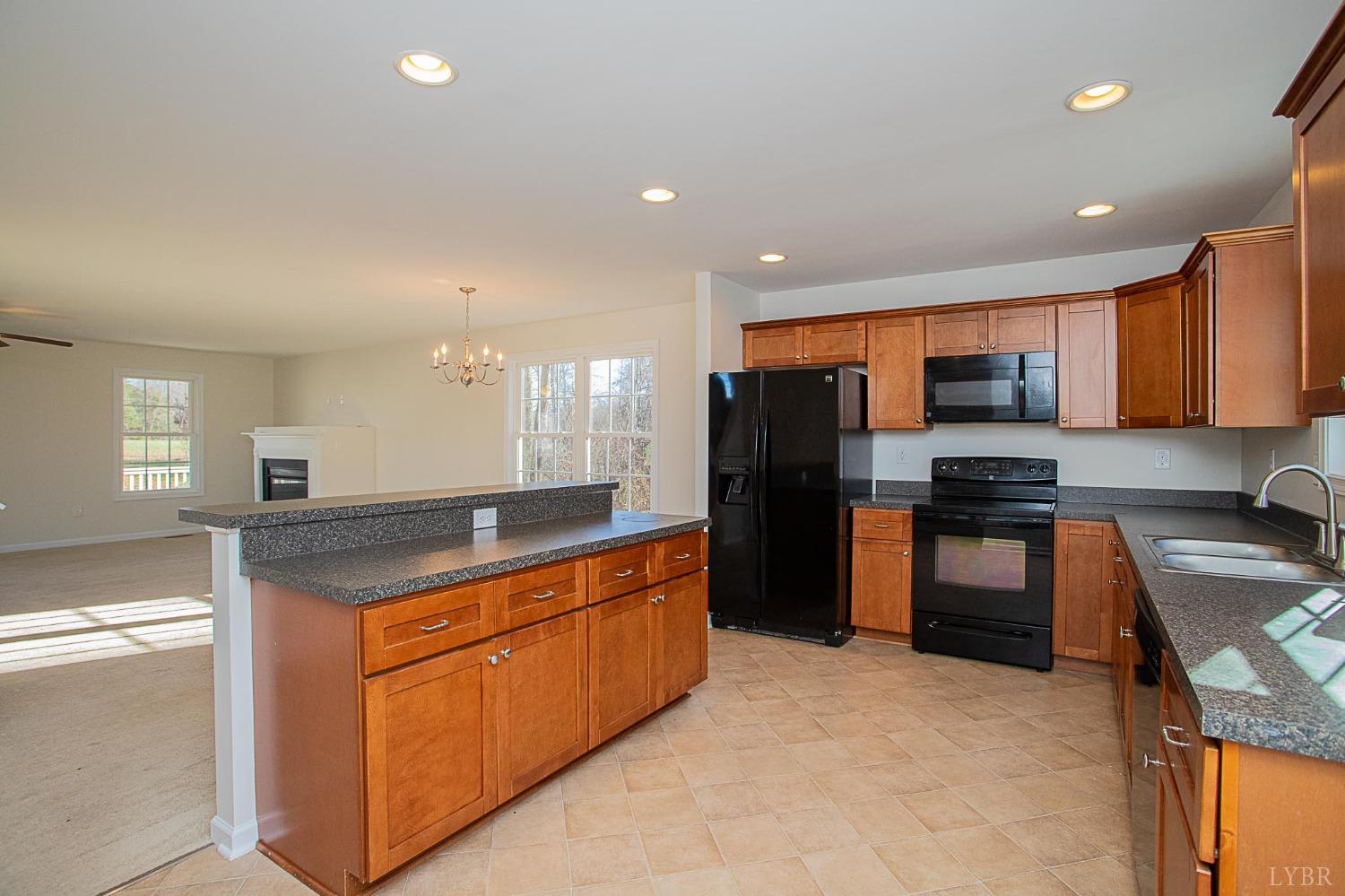 2417 River Road Madison Heights, VA 24572 - Photo 28 of 35 a kitchen with stainless steel appliances granite countertop a stove a sink a refrigerator and a microwave