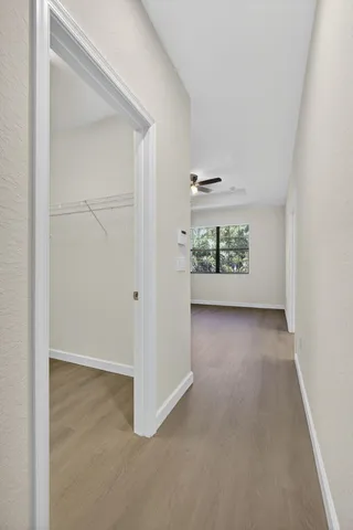 an empty room with windows