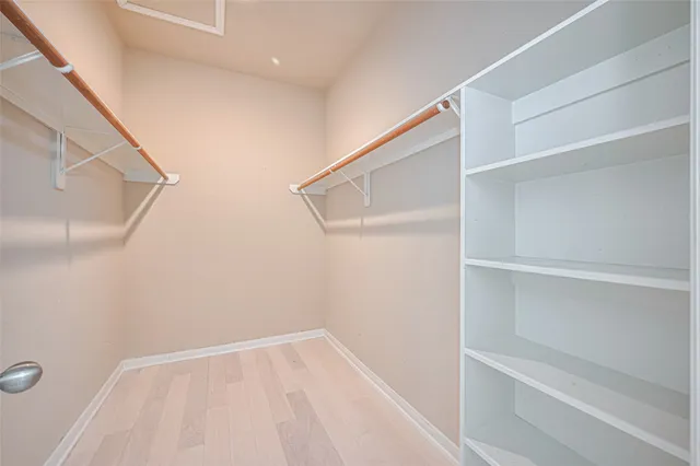a view of an empty walk in closet