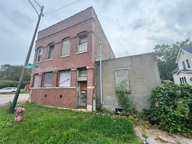an aerial view of a house
