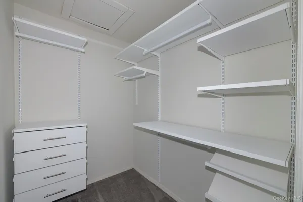 a view of an empty walk in closet