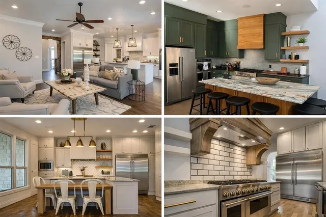 a kitchen with lots of counter top space