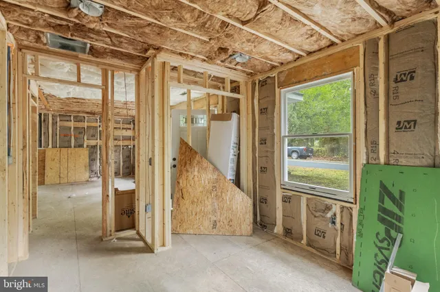 a view of porch with a large window