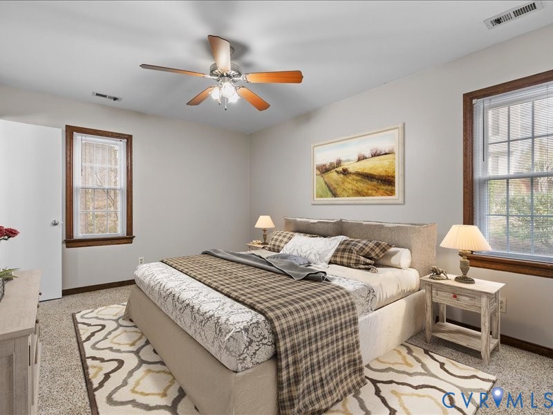 11906 Lockett Ridge Place Midlothian, VA 23114 - Photo 12 of 20 Bedroom with multiple windows, ceiling fan, and da