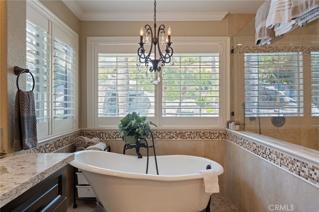 10588 Silver Spur Court Rancho Cucamonga, CA 91737 - Photo 35 of 63 a bath tub sitting in front of a bathroom next to a window
