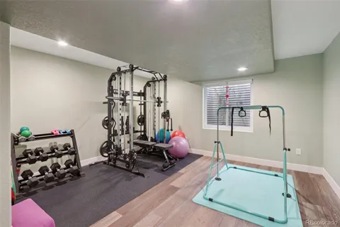 a view of a room with gym equipment