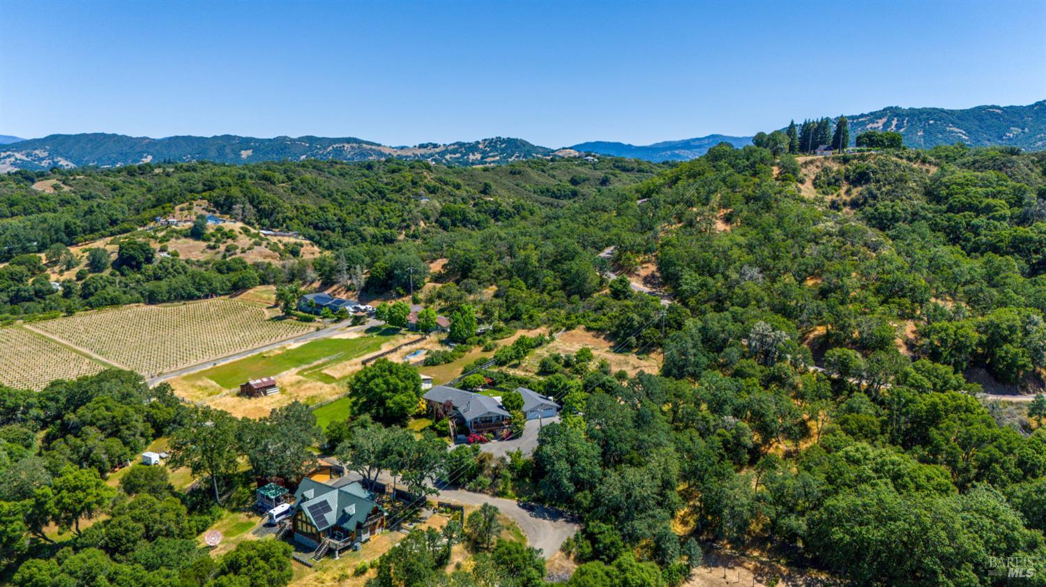 4901 Eastside Calpella Road Ukiah, CA 95482 - Photo 33 of 35 an aerial view of a houses with a lush green hillside