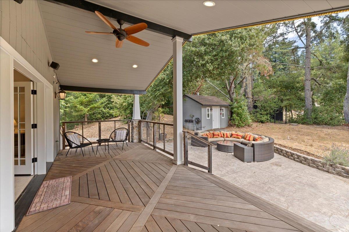 23435 Summit Road Los Gatos, CA 95033 - Photo 61 of 86 a view of a patio with a dining table and chairs in the balcony