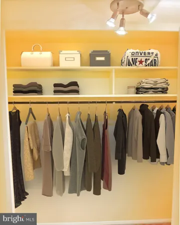 a close view of walk in closet