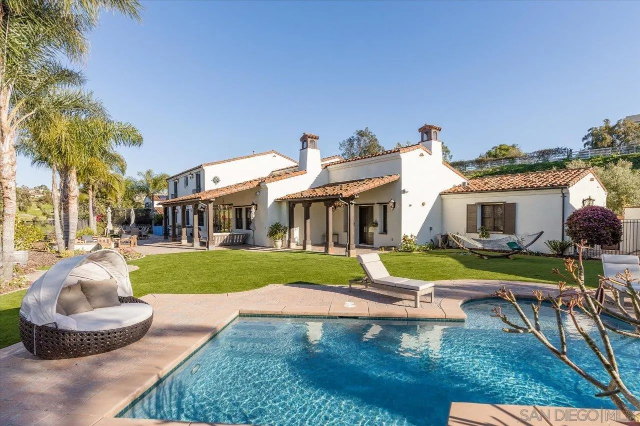 1202 Via Zamia Encinitas, CA 92024 - Photo 19 of 41 a front view of a house with swimming pool garden and patio