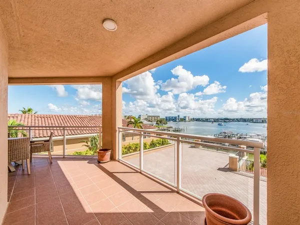 a view of a city from a balcony