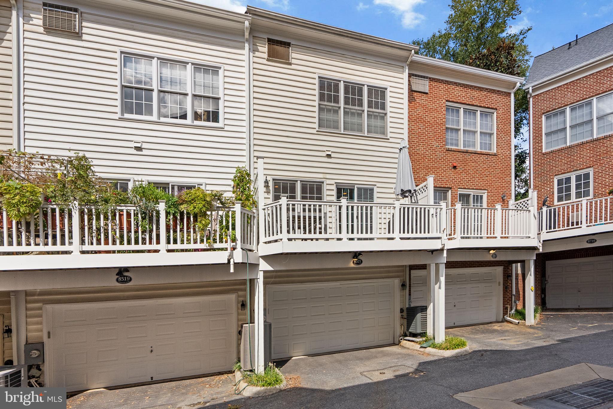 8521 Cameron Street Silver Spring, MD 20910 - Photo 38 of 45 Rear of Home with Balcony and 2-Car Garage