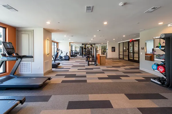 a view of a room with gym equipment