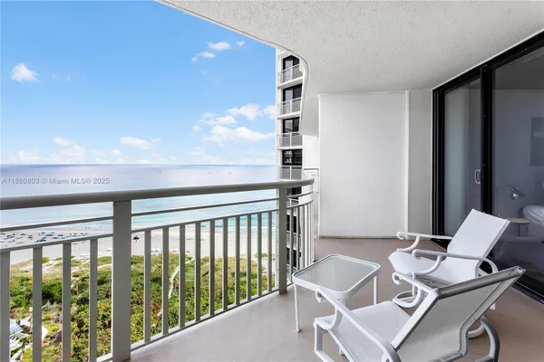 a view of a balcony with city view