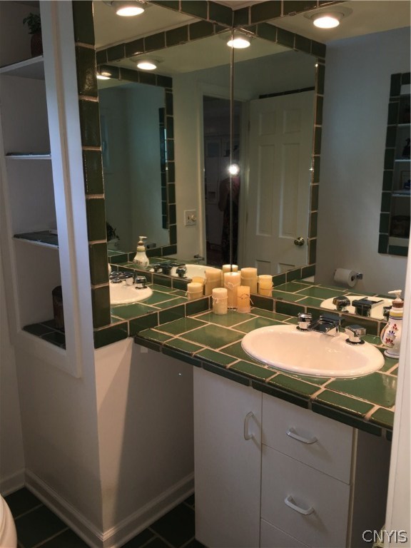 130 Pine Ridge Road Manlius, NY 13066 - Photo 17 of 35 First floor powder room. Green tile sink and floor