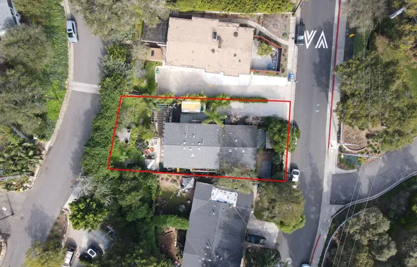 an aerial view of a house