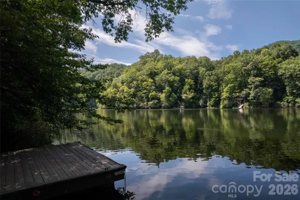a view of a lake with a mountain in the background