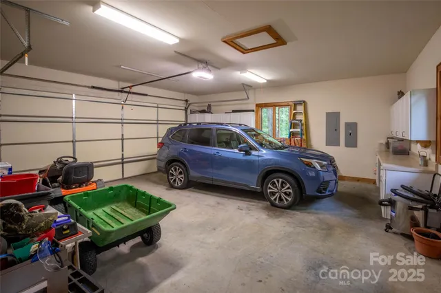 a view of a car in garage