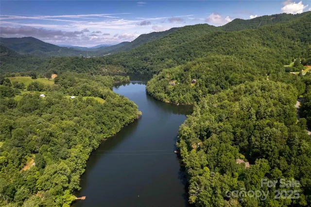 a view of a lake with a mountain in the background