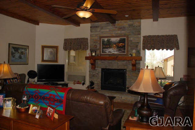 1682 14 Road Loma, CO 81524 - Photo 12 of 27 a living room with furniture a flat screen tv and a fireplace