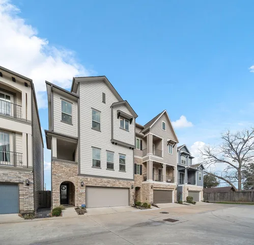 a front view of a multi story building