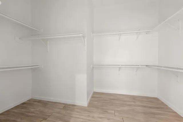 a view of an empty walk in closet